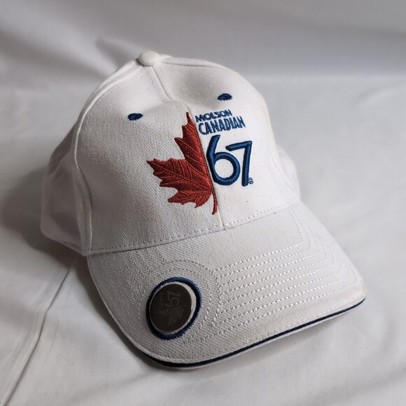 Molson Canadian 67 White Cap with Magnetic Coin/Quality Embroidery, One Size - Picture 1 of 6